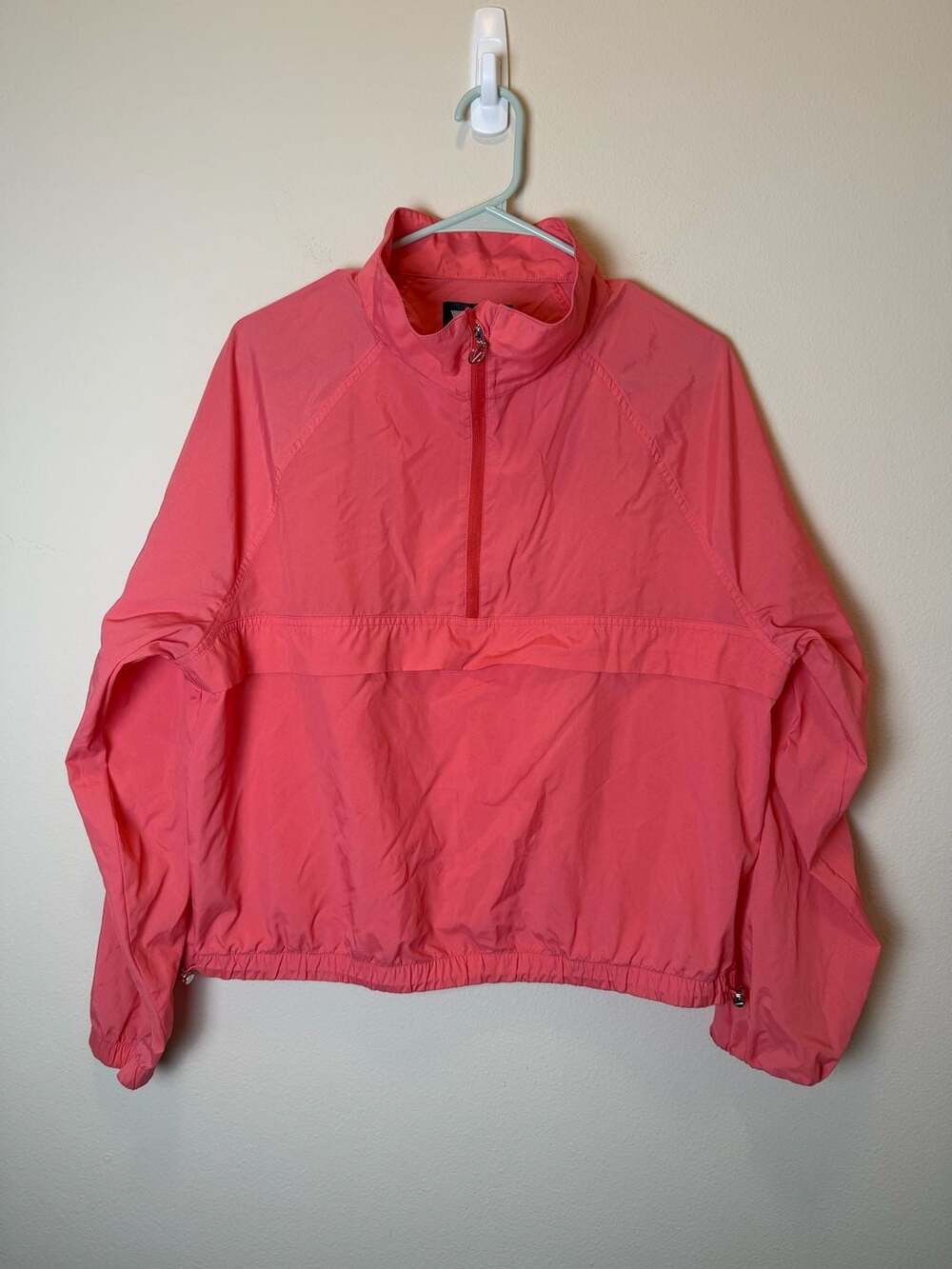 Victoria's Secret On Point Windbreaker Jacket Size L Pink Quarter Zip